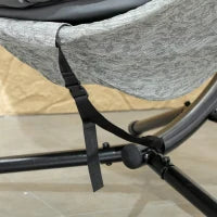 Cesto Sospeso a Forma di Uovo, Amaca con Funzione Altalena e Cestino Pieghevole, Sedia da Giardino, Portabicchieri, Grigio