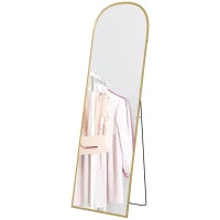 Specchio da Terra e Parete Moderno in Lega di Alluminio con Supporto Pieghevole, 50x161.5 cm, Oro