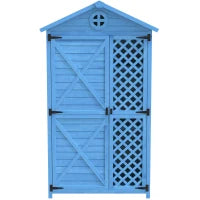 Capanno da giardino in legno resistente alle intemperie, con ampio spazio portaoggetti, 101.5x56.5x175.3 cm, Blu