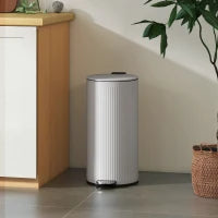 Bidone da Cucina da 30L, a Pedale con Secchio Interno, Coperchio a Chiusura Soft, 36x30x60,5cm, Grigio