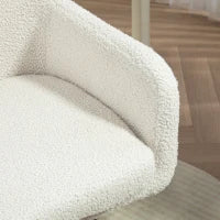 Sedia da Ufficio Girevole a 360° con Ruote, Altezza Regolabile, 60 x 61 x 79-88 cm, Crema