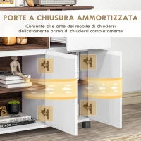 Credenza Moderna da Cucina in Legno con Armadietti, Cassetto e Vano Aperto, 105x39x83cm, Bianco