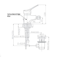 Miscelatore bidet cromato bagno rubinetto cartuccia piletta flessibile serie sei