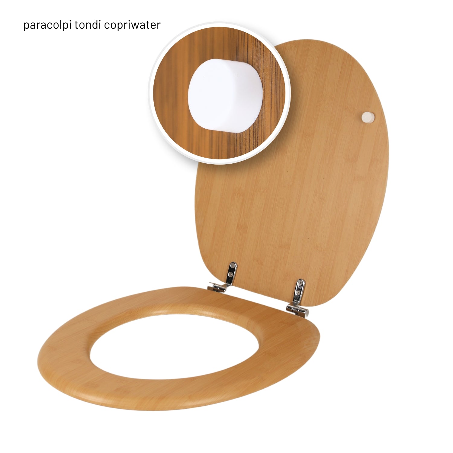 Sedile copriwater tavoletta universale linea bamboo mdf legno cerniere metallo *** tinta acero chiaro, confezione 1
