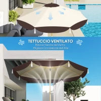 Ombrellone da Giardino Ø2.6 m con Copertura UV50+, Presa d'Aria e 8 Stecche, Beige