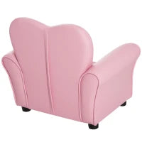 Poltroncina per Bambini Imbottita, Poltrona per cameretta con Rivestimento in PVC e Struttura in Legno, 59x41.5x49cm, Rosa