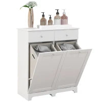 Mobile da bagno, mobile portaoggetti, con cesti per il bucato pieghevoli 2 cassetti, 78L x 40l x 90,5H cm, bianco