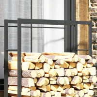 Portalegna da Esterno e Interno con Ruote, Legnaia in Acciaio con Capacità 0.43m³, 120x32x151cm, Nero