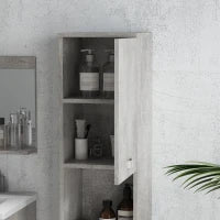 kleankin Set Mobili Bagno da 4 Pezzi con Lavabo da 60cm, Mobiletto, Colonna Bagno e Specchiera in Legno, Grigio