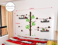 Sticker Da Muro Birds And Tree Con Mensole Cm 120X120