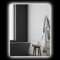 kleankin Specchio Rettangolare Luminoso a LED da Parete per Bagno 80 x 60 cm, Luminosità Regolabile, Bianco e Trasparente