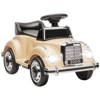 Macchina Elettrica per Bambini 18-48 Mesi Licenza Mercedes-Benz con Musica, Beige