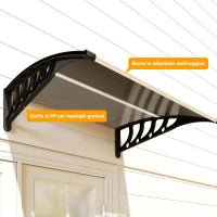 Tettoia da Esterno in Policarbonato per Porte e Finestre con Kit Montaggio 103x96.5x27cm - Marrone