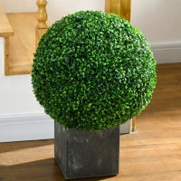 Set di 2 Piante Finte Sfera di Bosso Ø50cm, Decorazione per Interno ed Esterno, Verde