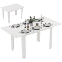 Tavolo da Pranzo allungabile in MDF per 4-6 Persone, 120-160 x 70 cm, Bianco Lucido