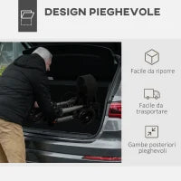 Deambulatore Pieghevole in Allumino ad Altezza Regolabile con Borsa, 64x67x80-92 cm, Nero e Argento