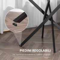 Tavolo Rotondo in Vetro e Gambe Incrociate in Metallo, Tavolino Moderno per Soggiorno e Studio, 80x80x75cm, Nero