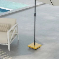 Base per Ombrellone da 25kg in Metallo e Cemento con Ruote ed Effetto Legno, 45x45x36.5cm, Giallo