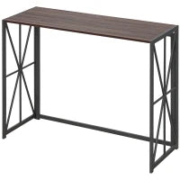 Tavolo Consolle da Ingresso Stile Industriale Pieghevole in Legno e Metallo, 100x38x80cm, Marrone