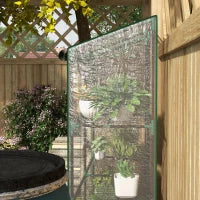 Mini Serra da Giardino a 3 Livelli con Telo in Plastica, 2 Porte Avvolgibili, 6 Ripiani, 143L x 46l x 141/151H cm, Trasparente