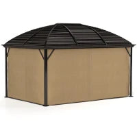 Gazebo da Giardino, Tenda da Festa, Padiglione da Festa, 4 Pareti Laterali, Impermeabile, 2 Ganci per Lanterne, 4 x 3 x 2.8 m, Marrone