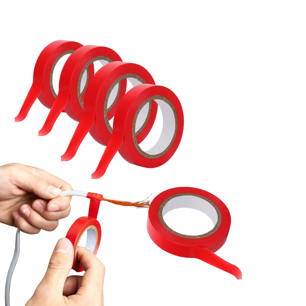 Kit nastro isolante in pvc autoestinguente multicolore per impianti sicuri *** colore rosso, dimensioni 15 mm x 10 mt...