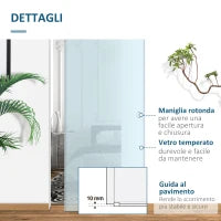 Porte Scorrevoli in Vetro Satinato da Interni con Binario B3 in Alluminio per Bagno Cucina Studio 205x90x0,8cm