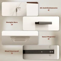 Credenza Moderna 2 Cassetti e Armadietto 2 Ante, Ripiano Interno Regolabile, Bianco e Legno