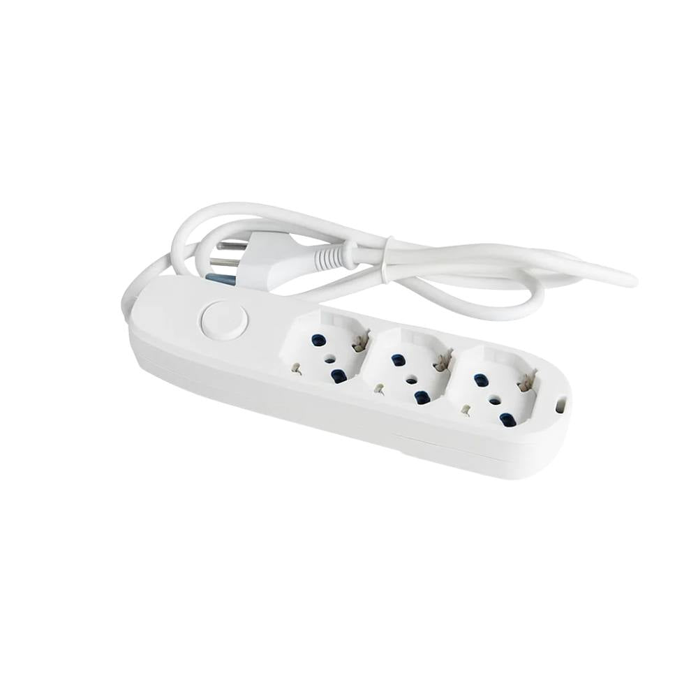 Ecova 30101x multipresa 3 prese universali con interruttore e cavo 1,5 metri bianco