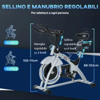 Cyclette da Casa con Resistenza Magnetica, Fitness Cyclette da Camera Professionale con Manubrio e Sella Regolabile, Monitor LCD e Volano 15kg, Supporto Fino a 180kg, Argento Nero