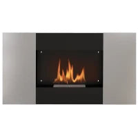 Camino a Bioetanolo 0.9L da Parete in Acciaio Inox, 100x15x54 cm, Nero e Argento