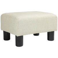 Pouf poggiapiedi compatto in tessuto effetto lino, portata 110 kg, 40 x 30 x 24 cm, Beige