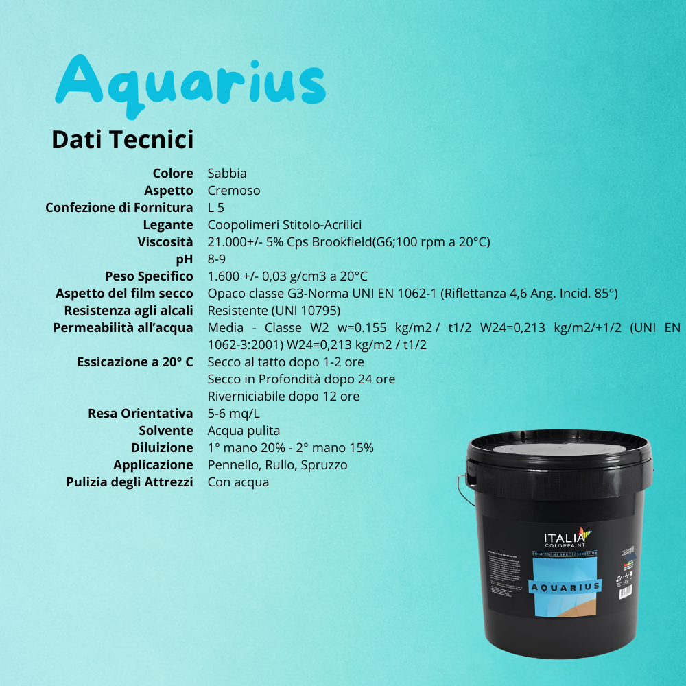 Aquarius pittura acrilica piscine cemento colore sabbia italia colorpaint *** formato 5 lt, confezione 1