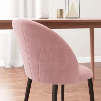 Set 2 Sedie da Pranzo Imbottite Stile Nordico in Metallo e Velluto, 52x54x79cm, Rosa