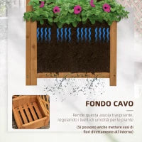 Fioriera da Giardino in Legno di Abete Marrone con Grigliato per Rampicanti e Decorazioni, 40x40x145 cm