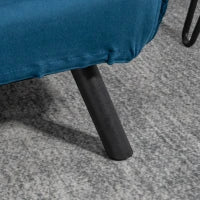 Divano Convertibile a 2 Posti con Schienale Regolabile a 5 Livelli e 2 Cuscini Imbottiti, Rivestimento in Velluto, Blu