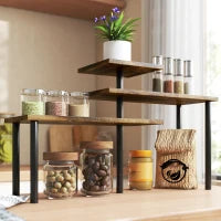 Scaffale da Cucina, Girevole Scaffale Porta Microonde con 3 Livelli, Scaffale Porta Spezie Industriale in Metallo, 40 x 18 x 36,5 cm