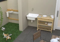 MONGARDI Lavandino pilozzo a muro con dipenser - da esterno 50x35x24