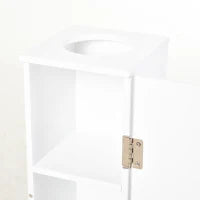 Mobile da Bagno Stretto con Apertura per Carta Igienica e Ripiani Stile Moderno 19,5x19,5x65 cm Bianco