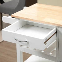 Carrello da Cucina con 1 Cassetto, 1 Armadietto e 1 Ripiano a 3 Livelli, 92x40x84cm, Bianco