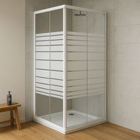 Box doccia corner due ante cristallo serigrafato temperato *** misure 76.5-79.5x96.5-99.5xh185 cm serigrafato dx, con...