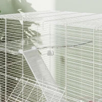 Gabbia per Roditori Multilivello con Accessori Inclusi, in Acciaio, PET e PS, 73x47x80 cm, Bianco