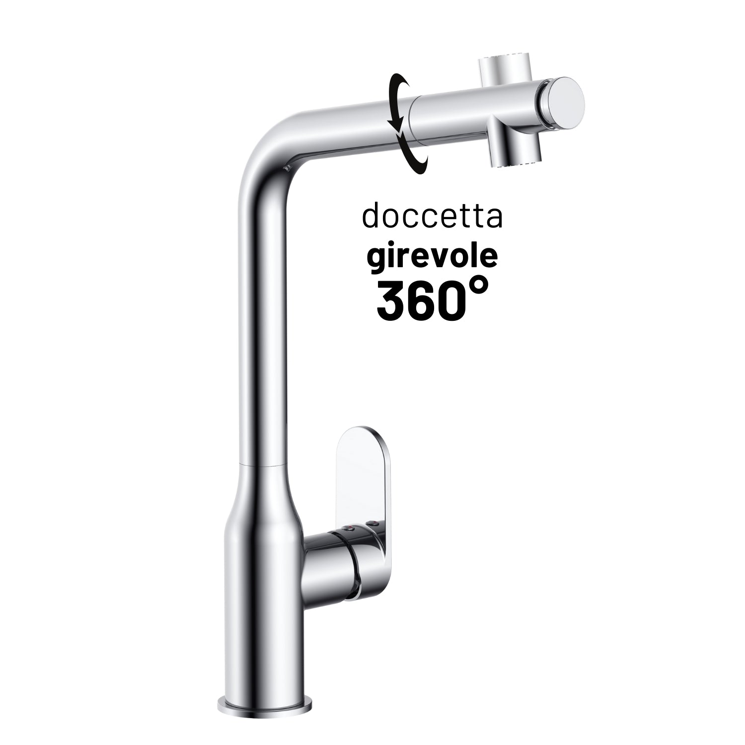 Miscelatore lavello cucina damasco con doccetta estraibile canna orientabile *** finitura- cromo lucido, confezione 1