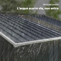 Casetta Porta Attrezzi in Acciaio con Tetto Inclinato e 2 Porte Scorrevoli, 277x195x192 cm, Grigio Scuro