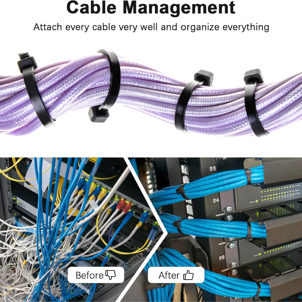 Elematic fascette per cablaggio in nylon autoestinguente confezione 50 pezzi *** colore nero, dimensioni 12,5 x 1000 ...