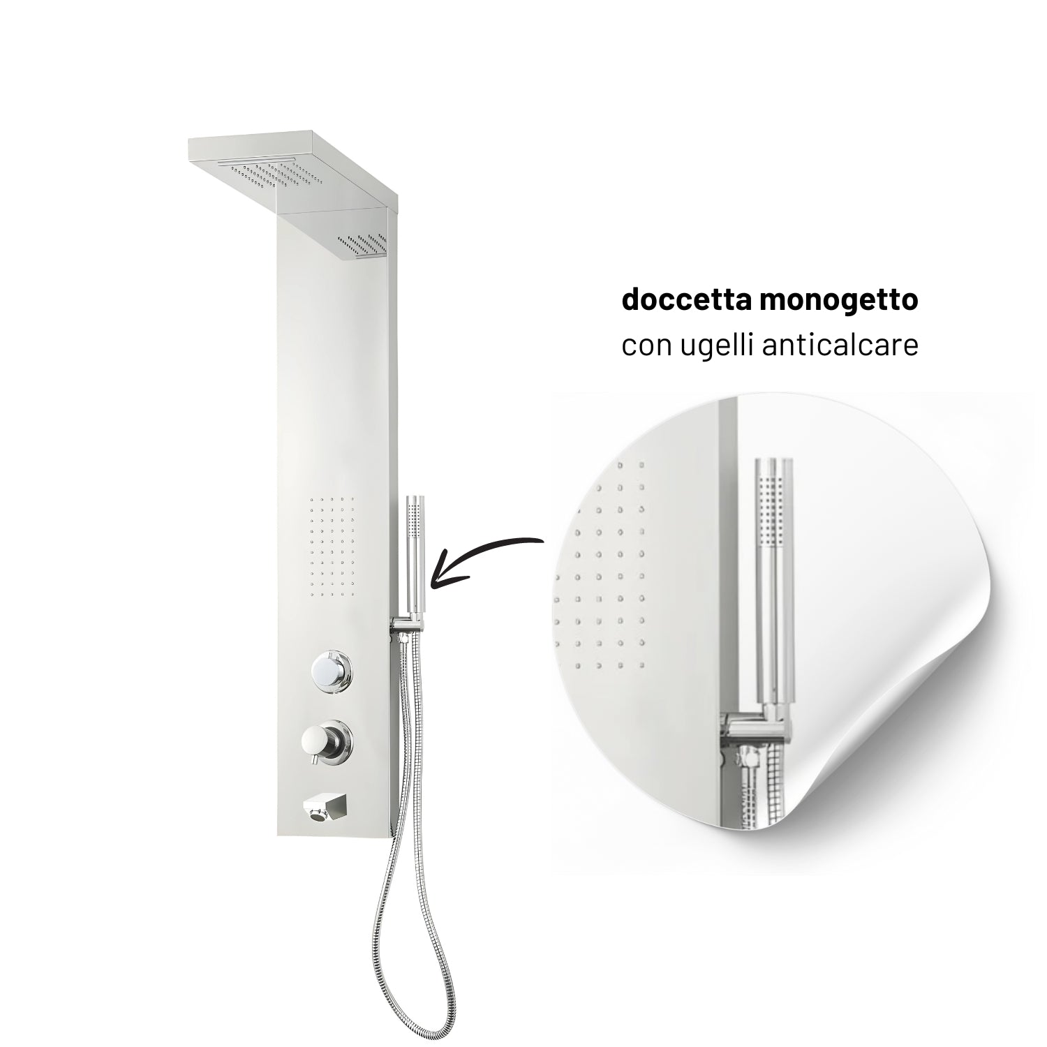 Colonna doccia ivon cascata bocca di erogazione per vasca e idro lombare *** finitura- cromo lucido, confezione 1