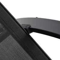 Set 2 Lettini Prendisole e Tavolino con Ripiano, in Tessuto Traspirante e Metallo, 59x169x66 cm, Nero