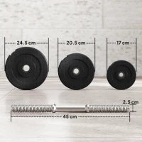 Set 2 Manubri Regolabili da 40 kg Totali con 12 Dischi e Impugnatura Antiscivolo, in Acciaio e Plastica, Nero