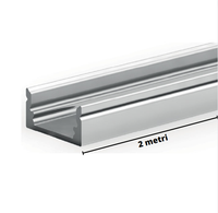 Profilo alluminio grigio strip led barra 2 metri opt5183