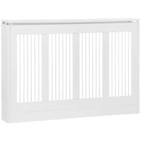 Copritermosifone a Doghe Moderno ed Elegante per la Casa, in MDF e Acciaio, 120x18x84cm, Bianco
